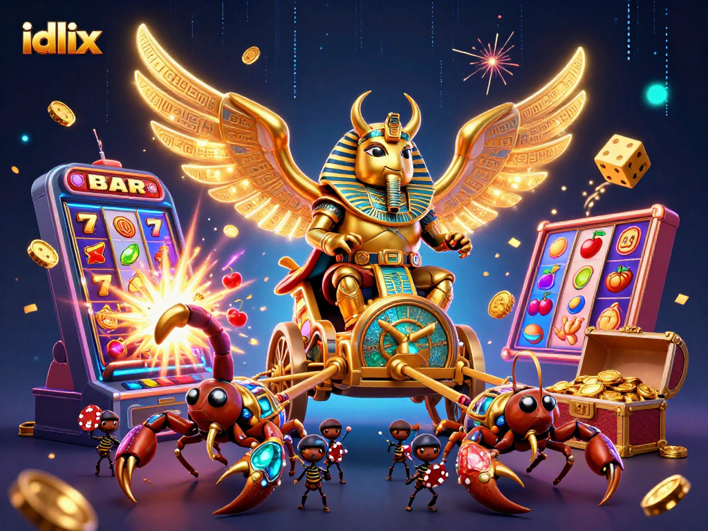Menyaksikan pengalaman idlix dengan simbol permainan slot melimpah dan karakter menarik.