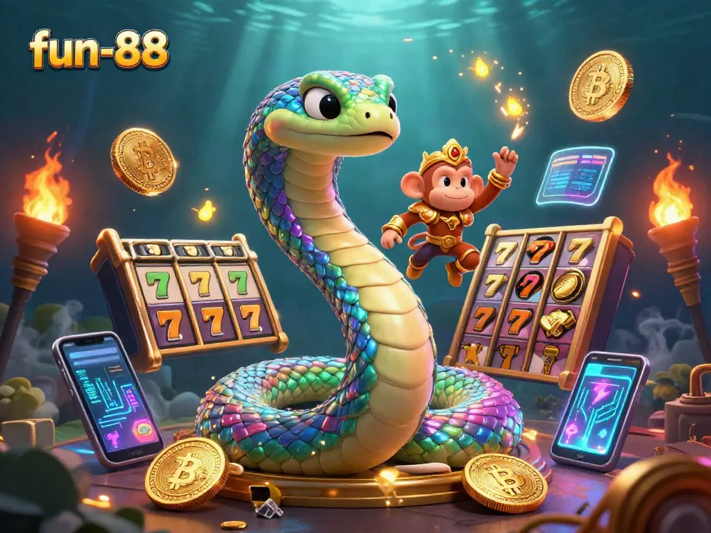 Bet on fun-88 with exciting slots and dynamic visuals in a vibrant 3D illustration.