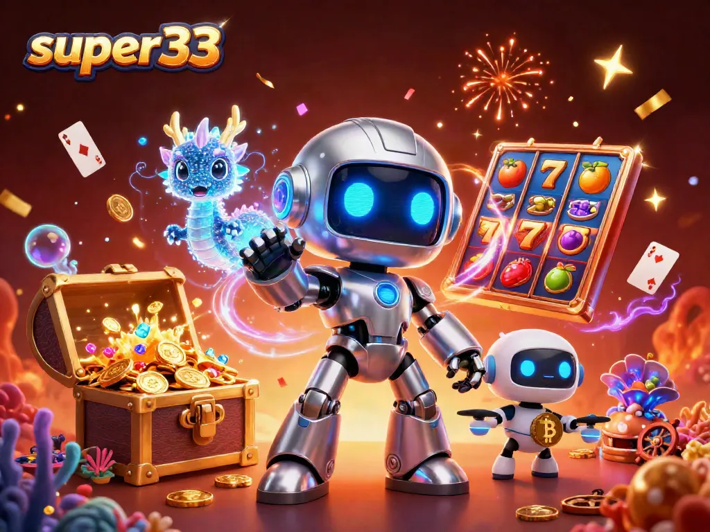 Experience the thrill of winning with super33 in this vibrant casino adventure illustration!