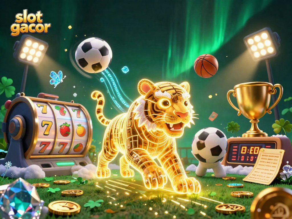 Engage with slot gacor as 3D digital lights and casino elements create an immersive gaming experience.