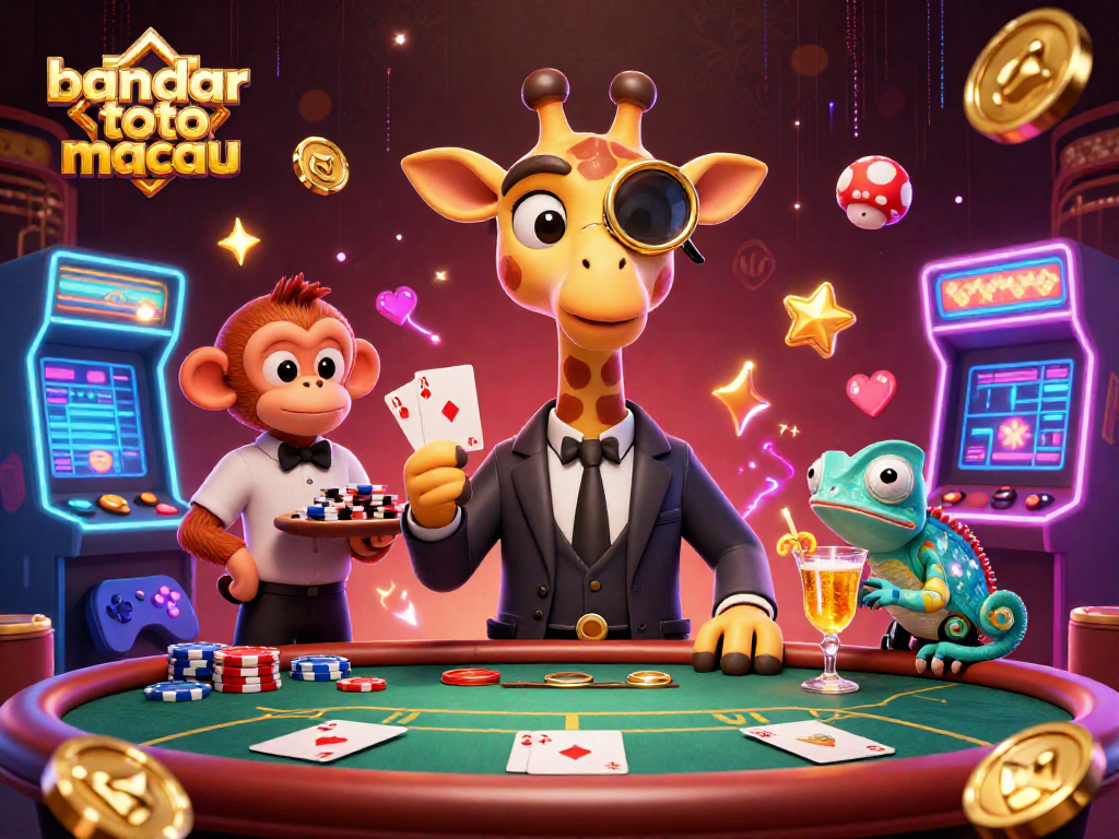 Menangkan permainan kartu di bandar toto macau, lihat si jerapah mewah dan valet monyet.