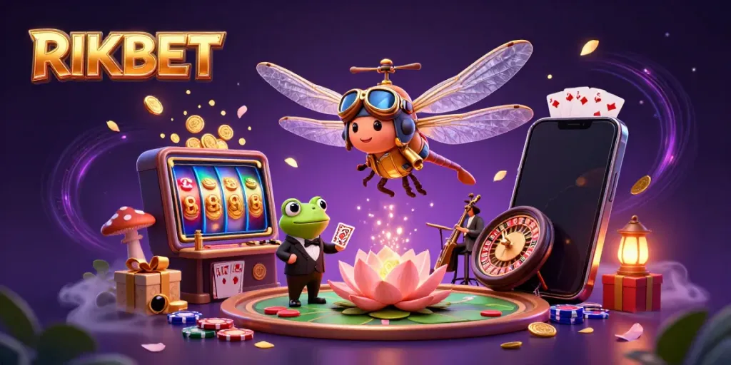 Experience thrilling games at RIKBET, a vibrant casino scene featuring engaging characters and dynamic gameplay elements.