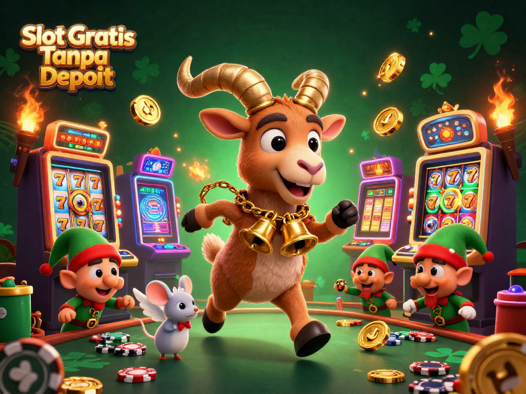 Play Slot Gratis Tanpa Deposit and enjoy the vibrant fun at this festive casino scene.