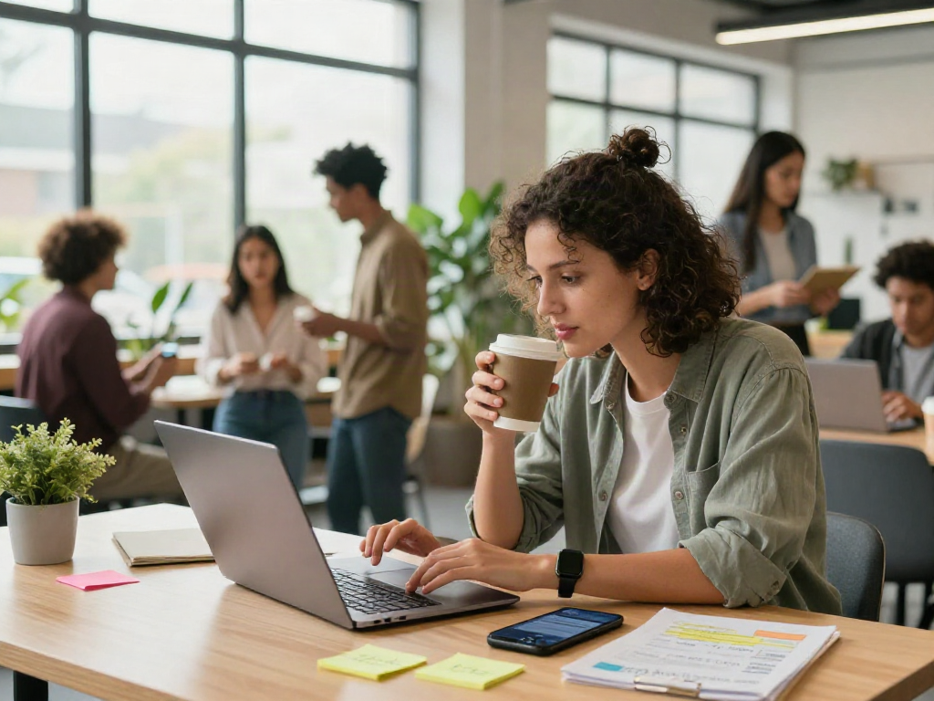Engaging job seekers in dynamic workspace while หางาน through applications and networking.