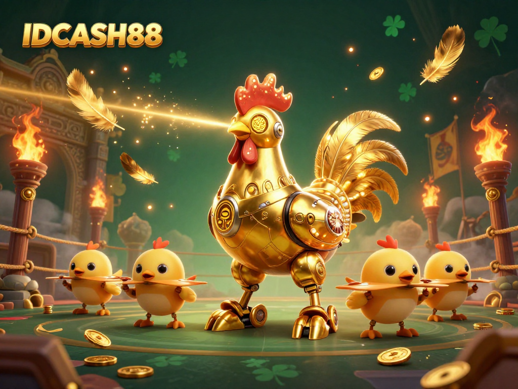Experience thrilling gameplay at IDCASH88 with vibrant 3D casino-style illustration and dynamic gaming elements.