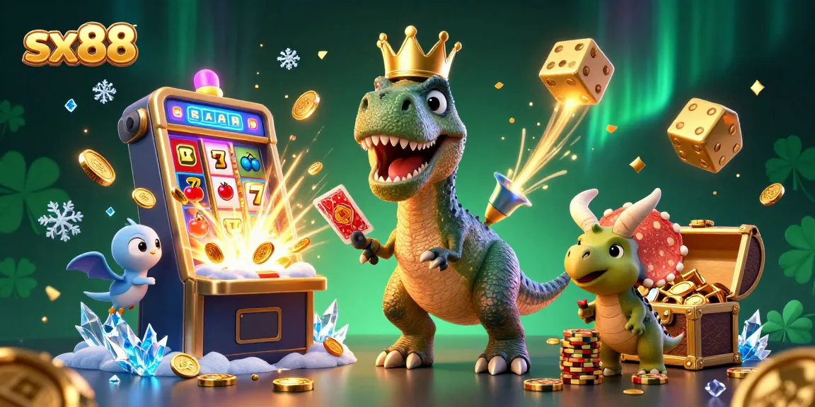 SX88 offers captivating casino experiences with T-Rex, Pterodactyl, and Triceratops playing engaging games.