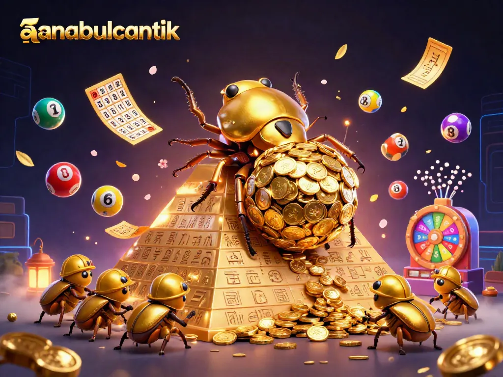 Menghadirkan keseruan anabulcantik dengan permainan jackpot dan simbol kasino yang memikat dalam ilustrasi 3D.