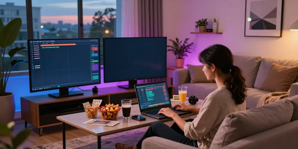 Immersive gaming experience with toto togel setup in a modern living room.