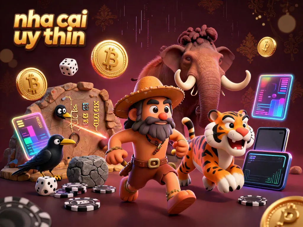 Experience the excitement of nha cai uy tin at a prehistoric casino with unique characters and vibrant gaming elements.