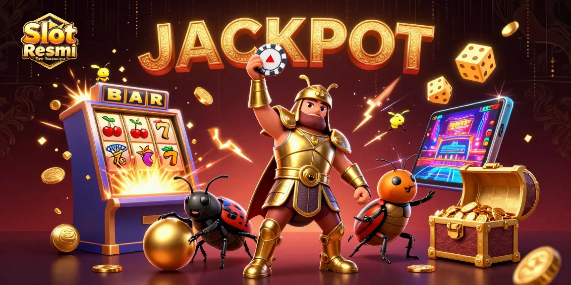 Experience the excitement of Slot Resmi Dan Terpercaya with a vibrant 3D jackpot scene featuring unique characters and lively elements.