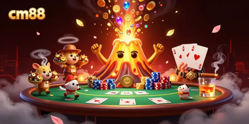 Experience thrilling wins at cm88 with animated characters and vibrant casino elements.