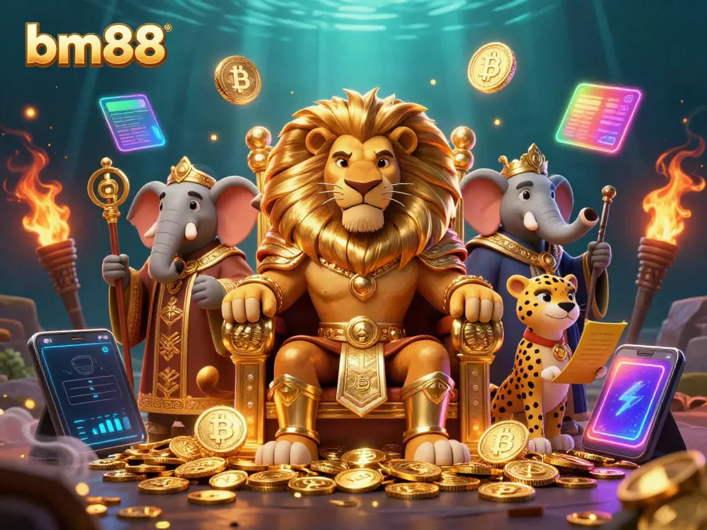 Experience energetic bm88 gameplay with vibrant cryptocurrency and casino elements in a captivating 3D scene.