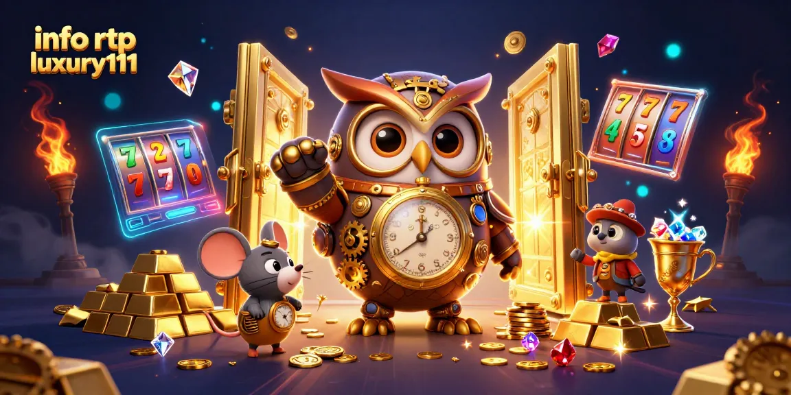 Engage with info rtp luxury111 insights through vibrant 3D casino elements featuring treasures and slots.