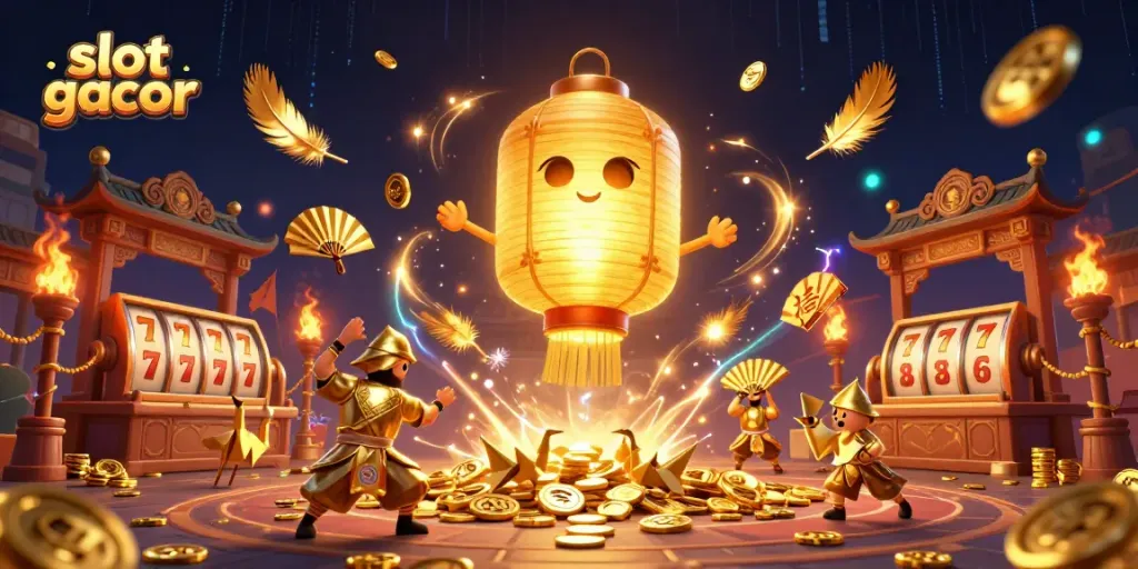 Menangkan jackpot di slot gacor dengan ilustrasi suasana kasino yang semarak.