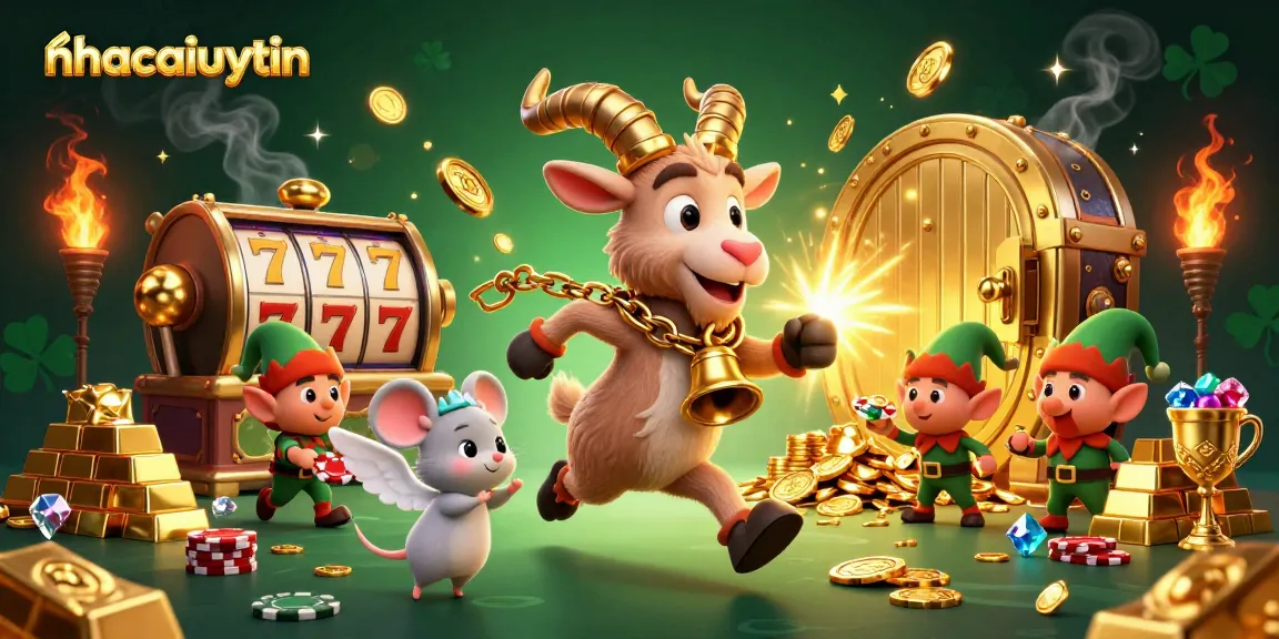 Engage in thrilling gaming action at nhacaiuytin casino with vibrant characters and gold treasures.