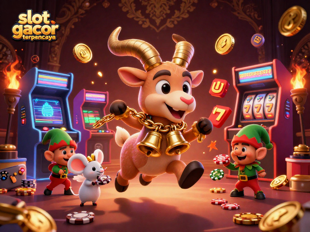 Experience the excitement of slot gacor terpercaya with animated characters stealing chips in a lively casino!