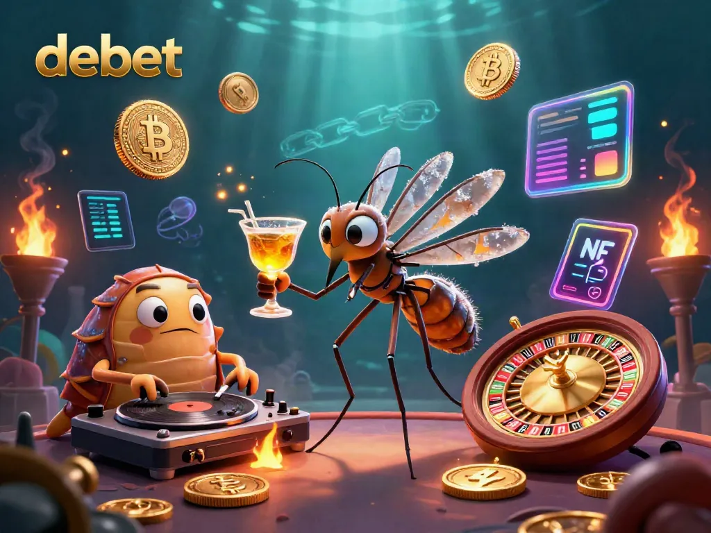 Experience exciting betting action with debet featuring a lively casino mascot and golden elements.