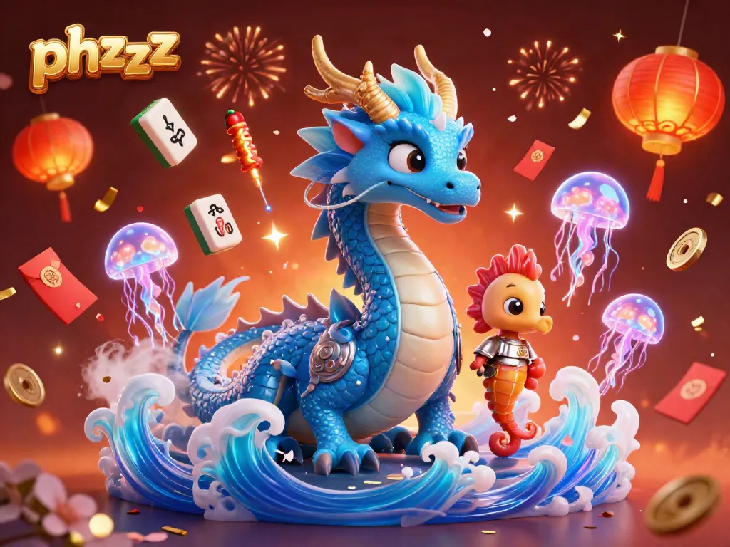 Experience thrilling gameplay with phzzz in this vibrant casino illustration featuring a dazzling azure dragon.