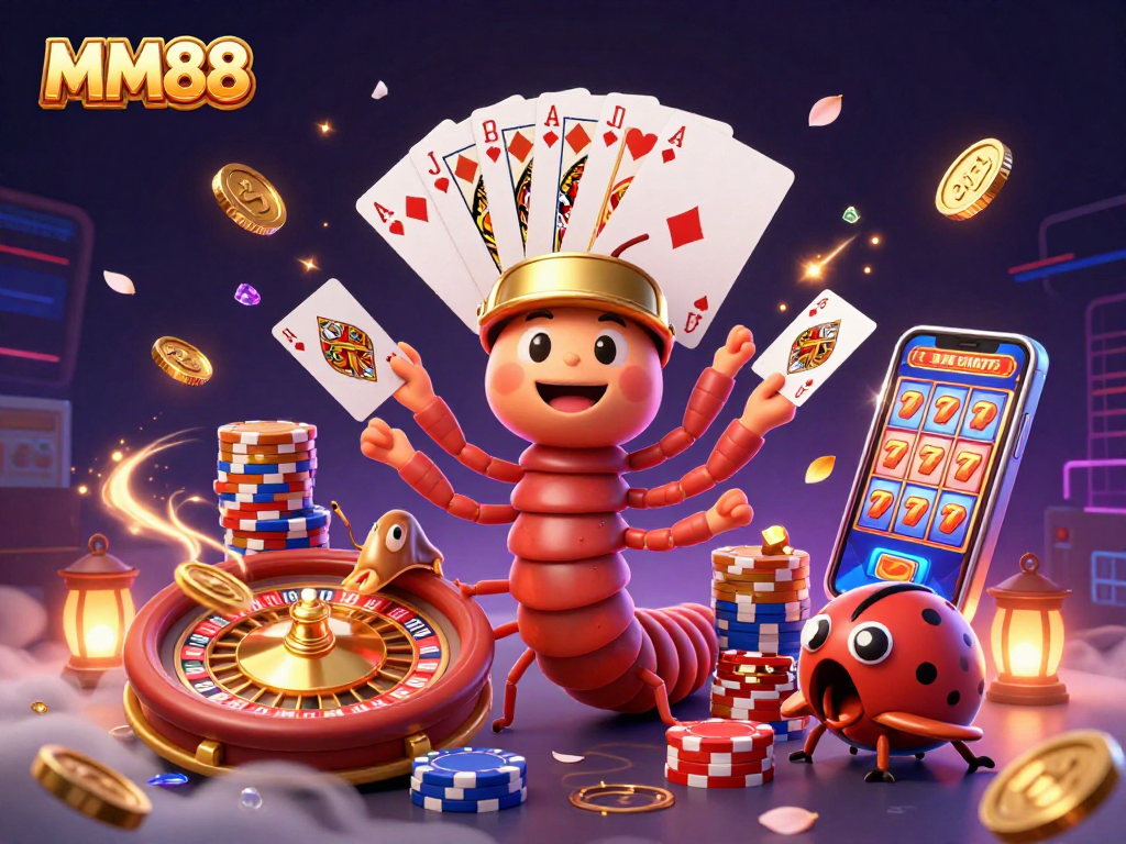 MM88 dealers and high-roller showcasing chips and cards in a vibrant gambling scene