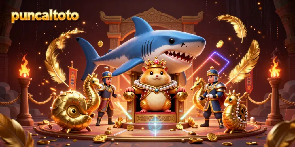 Menangkap angka keberuntungan di puncaktoto dengan ilustrasi megalodon berlapis emas.