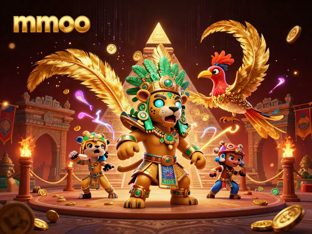 Engage in thrilling mmoo gaming as the jaguar priest presides over an ancient casino arena.