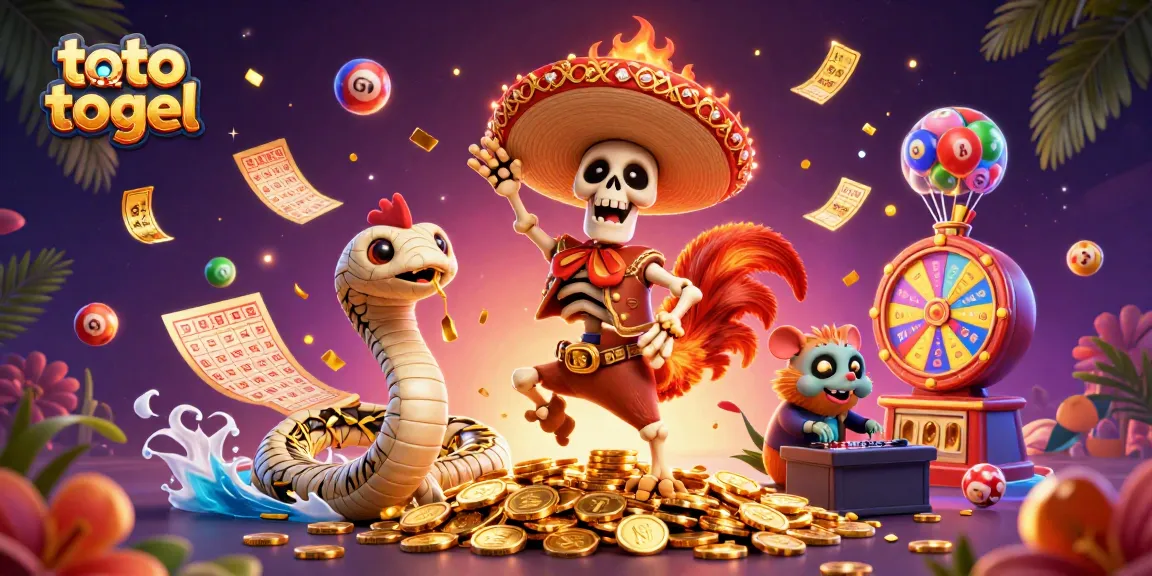Engage in the exciting world of toto togel with vibrant lottery scenes filled with colorful balls and dynamic characters.