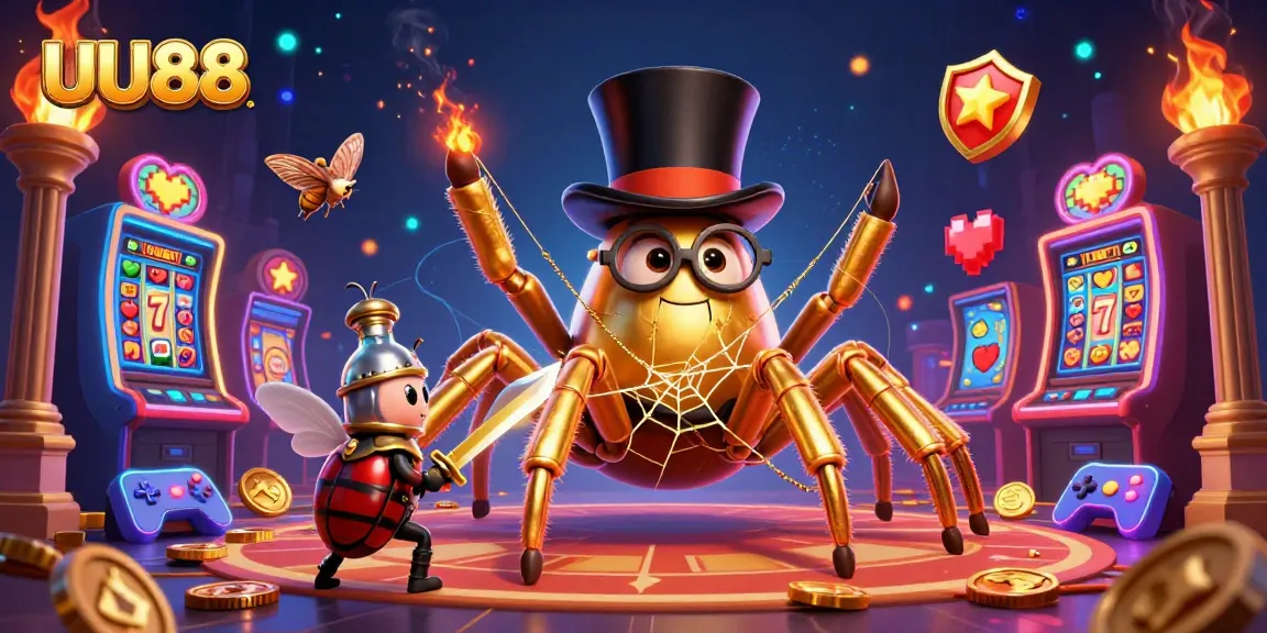 Engage in winning strategies at UU88 with colorful slot machines and golden characters.