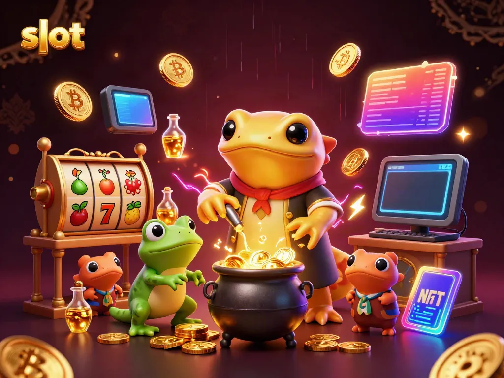 Slot menarik dengan alkimis salamander emas dan elemen kasino, menggoda pemain.