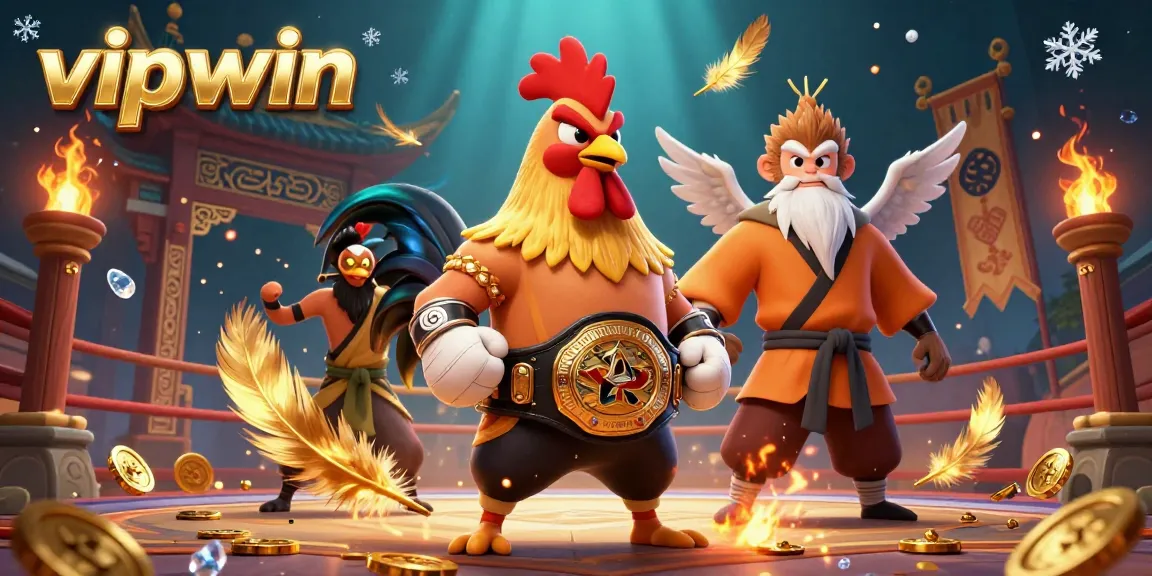 Experience thrilling action at vipwin with dynamic martial arts characters in a vibrant arena filled with golden betting tokens.