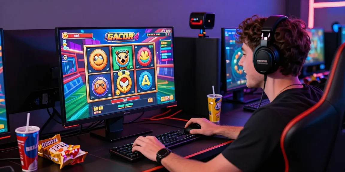 Player enjoying a thrilling online slot gacor 4d game in an immersive gaming setting with dynamic visuals.