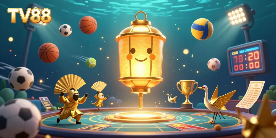 Engage in exciting gaming at TV88, featuring glowing spirits and dynamic sports elements.
