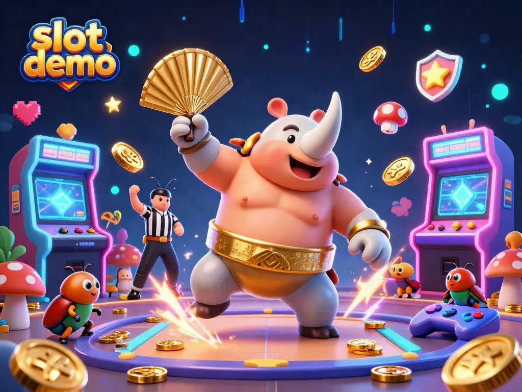 Menikmati slot demo dengan karakter unik dan simbol kasino yang memikat di latar belakang misterius.