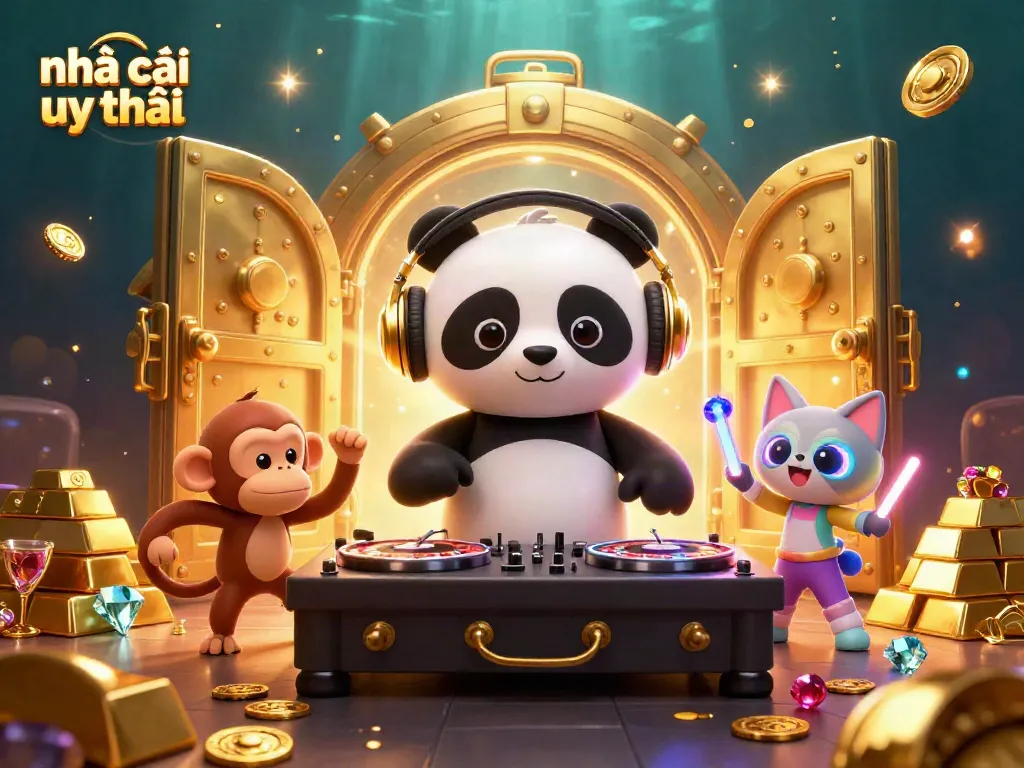 Experience the excitement of nhà cái uy tín with vibrant characters in a thrilling 3D casino scene.