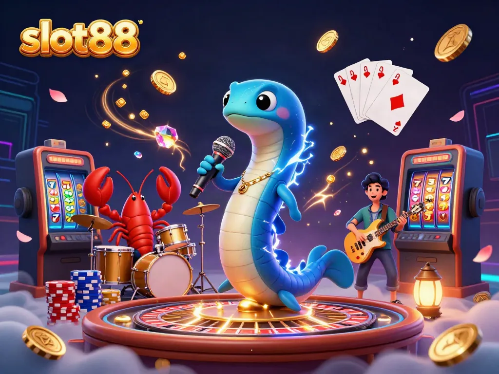 Experience the thrilling energy of slot88 with dynamic 3D casino elements and vibrant characters.