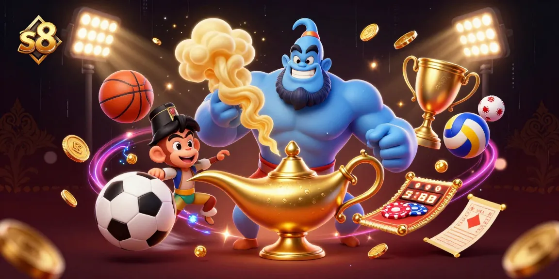 S8 captivates players with a vibrant scene of a genie and monkey enhancing their betting experience.