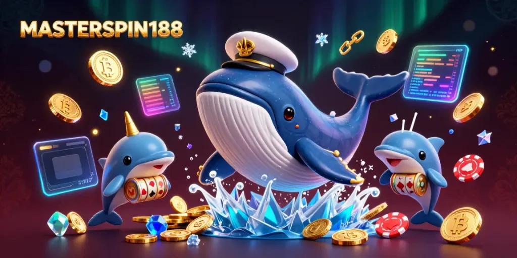 Experience the excitement of MASTERSPIN188 with a vibrant 3D scene showcasing a thrilling slot game atmosphere.