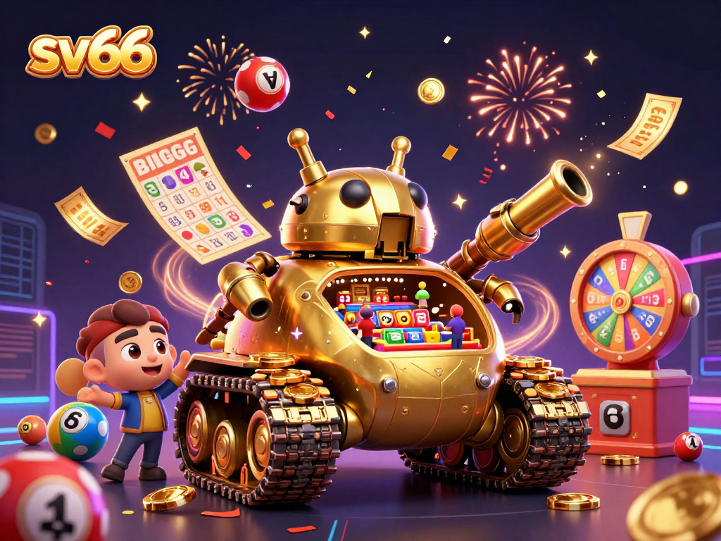 Experience the thrill of sv66 with a vibrant, miniature casino bursting with excitement and action.