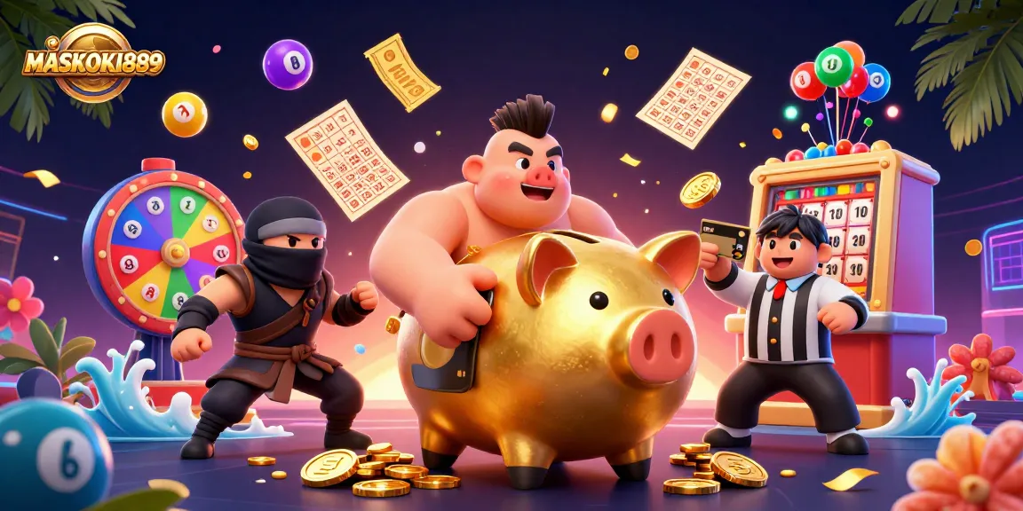 Experience thrilling gameplay with MASKOKI889 as golden coins rain down during dynamic fish shooting.