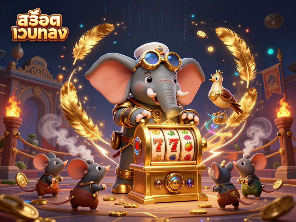 Experience the excitement of สล็อตเว็บตรง with a steampunk elephant and dynamic slot action.