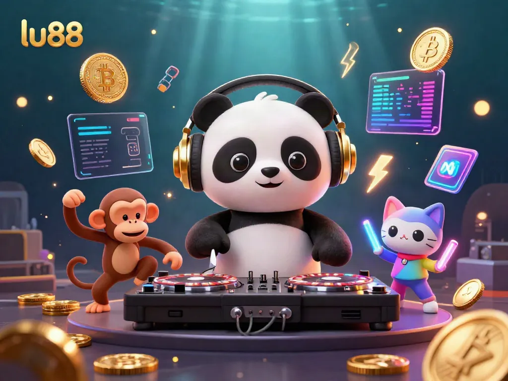 Feel the excitement at lu88 with this vibrant 3D casino scene featuring DJ panda and dynamic characters spinning wins!