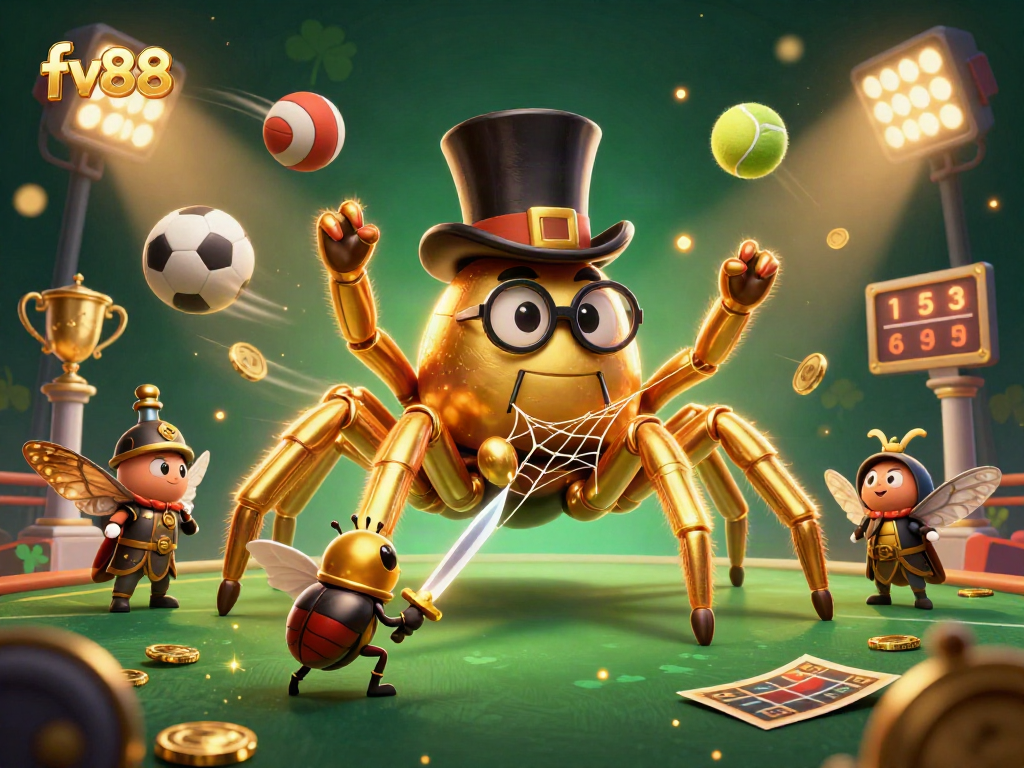 Experience excitement with fv88 by discovering golden rewards in a vibrant casino-themed illustration.
