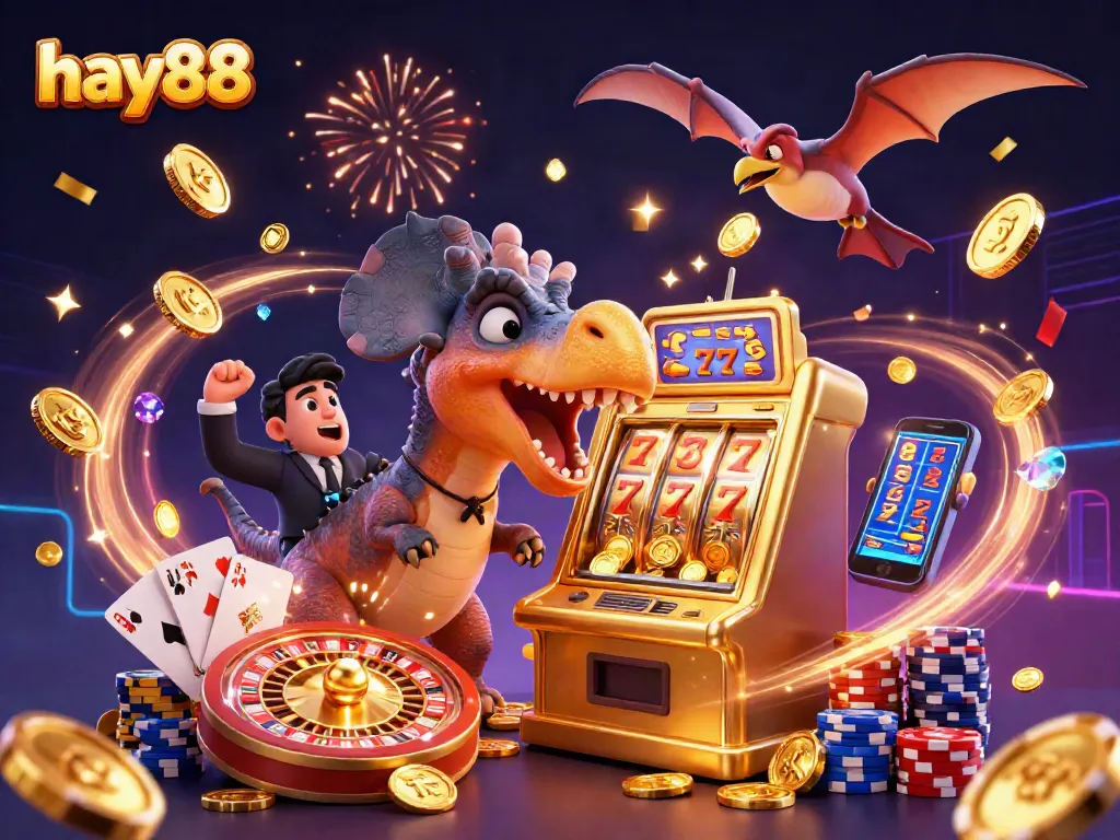 Experience big wins at hay88 with a pachycephalosaurus jackpot and flying coins!