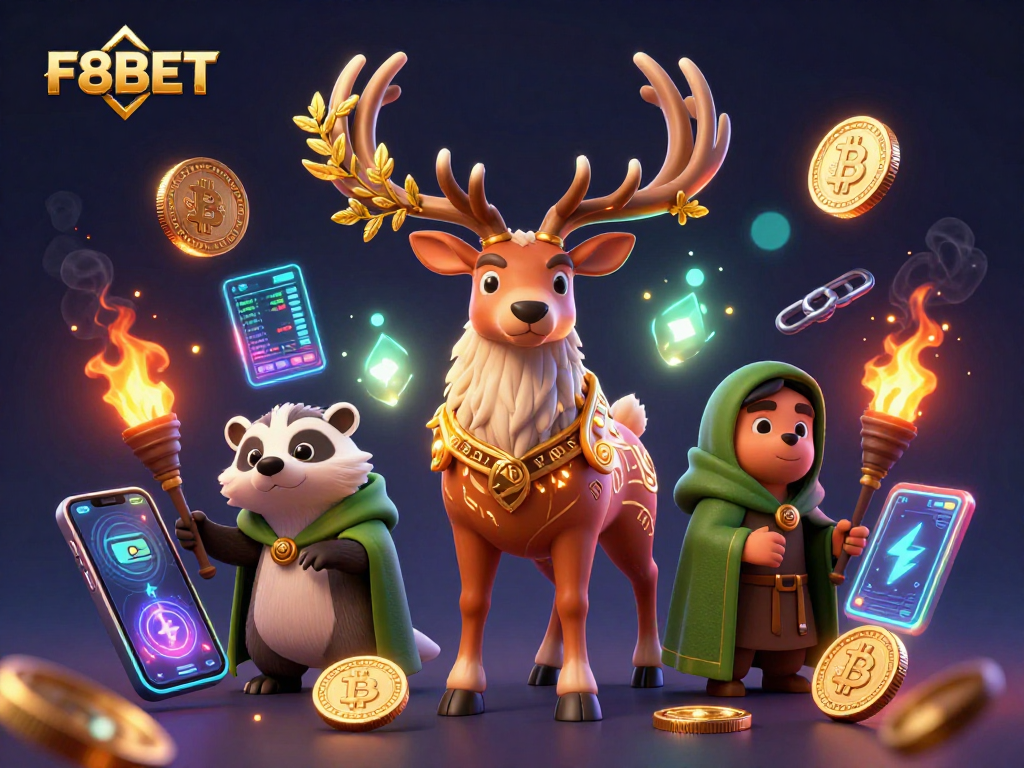 Engage in winning strategies at F8BET with a vibrant 3D casino scene depicting excitement and magic.