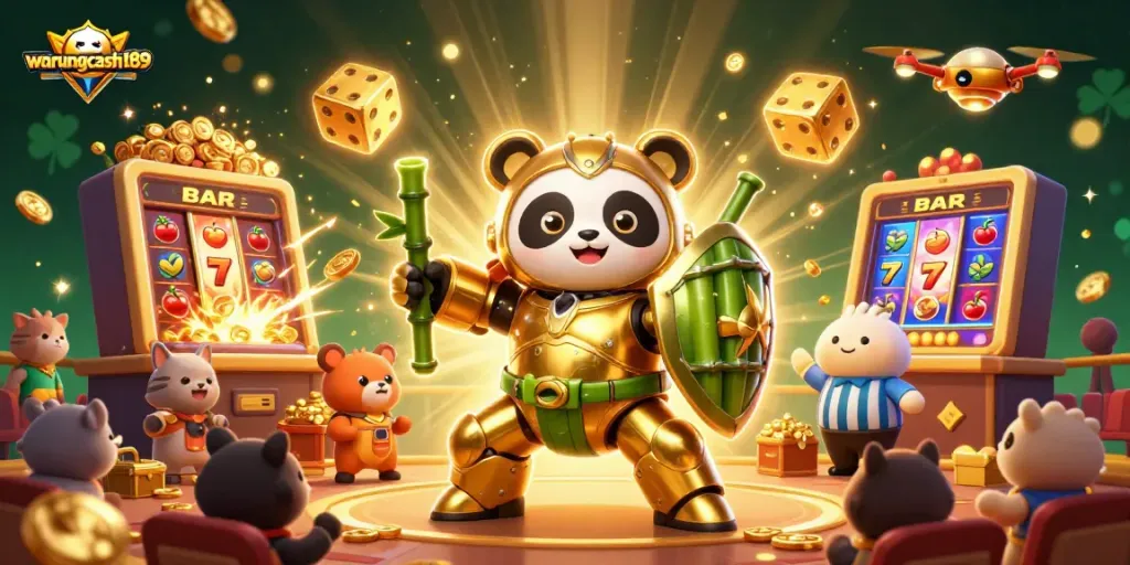 Experience the excitement at warungcash189 with an immersive 3D casino battle scene featuring dynamic fortune elements.