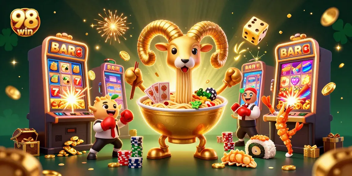 Join the excitement of 98 win with vibrant casino characters and colorful gaming elements!