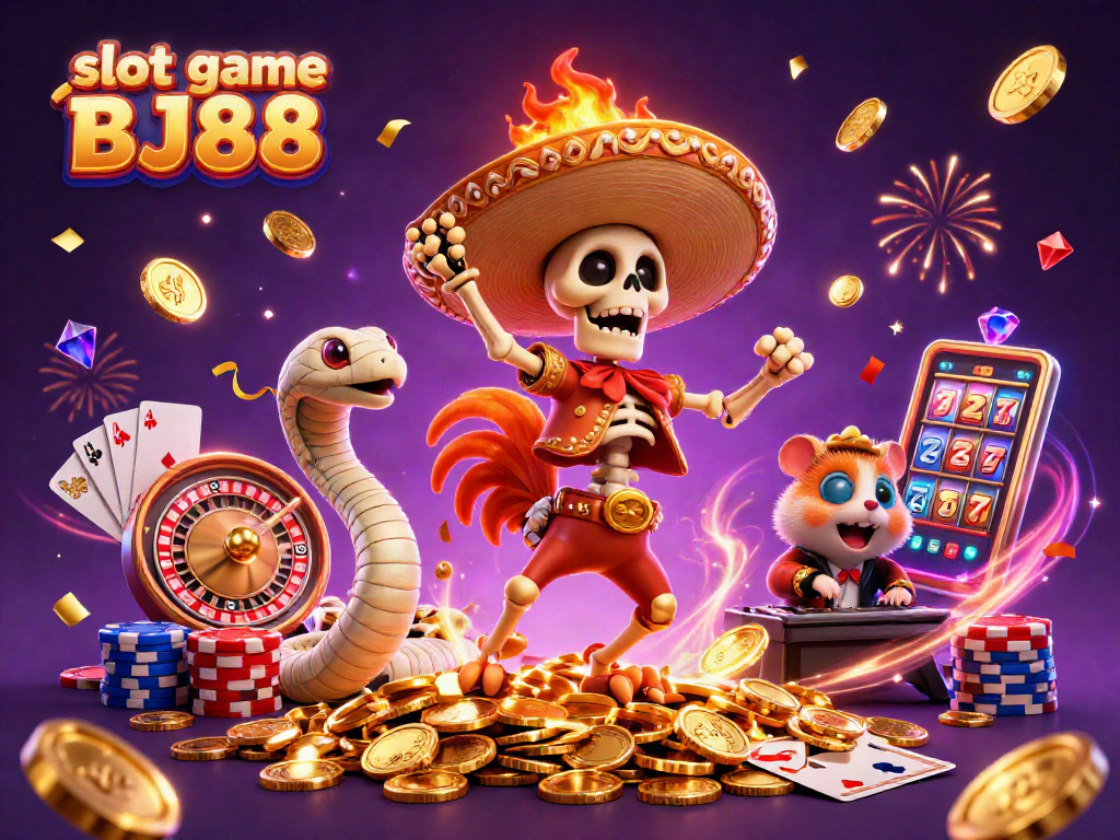 Spin the slot game BJ88 and win with vibrant characters dancing on coins!