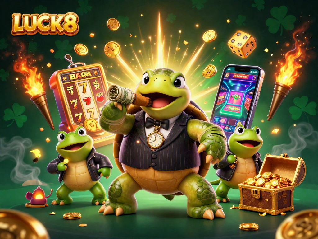 LUCK8 mang đến trải nghiệm chơi game sôi động với rùa ngầm và các biểu tượng casino hấp dẫn.