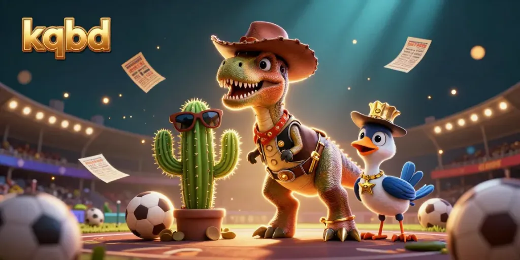Experience thrilling sports betting moments with kqbd as T-Rex and friends celebrate together.