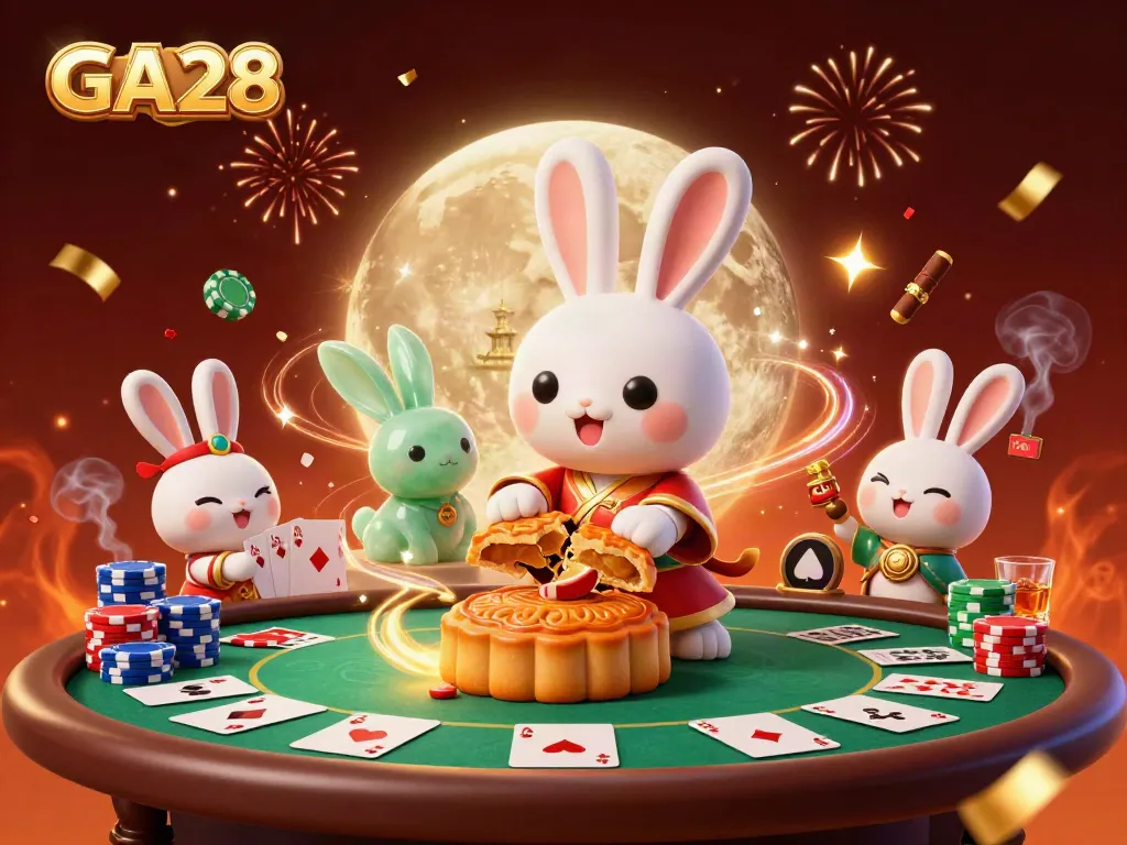 Experience immersive gambling with GA28’s vibrant casino scene featuring festive poker elements.