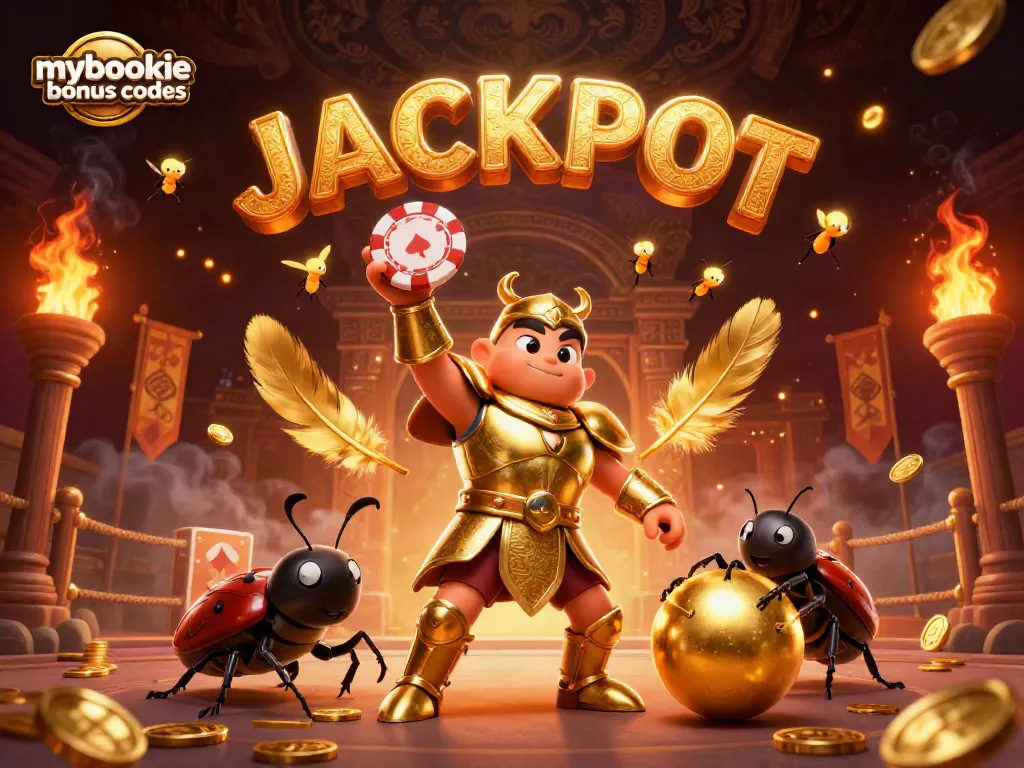 Win big with mybookie bonus codes in an exciting 3D casino-inspired illustration featuring vibrant characters.